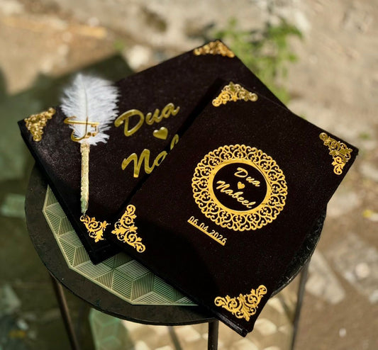 Royal Maroon Personalized Nikkah Booklet Set with Qabool Hai Pen