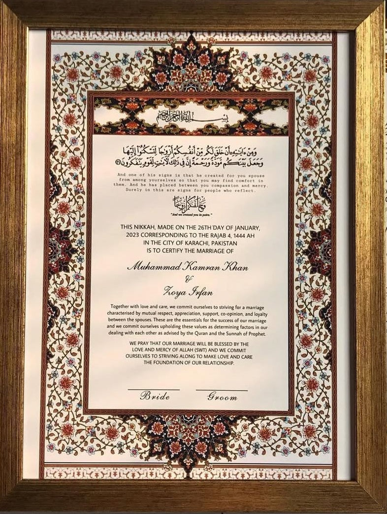 Royal Mughal-Inspired Nikkah Certificate