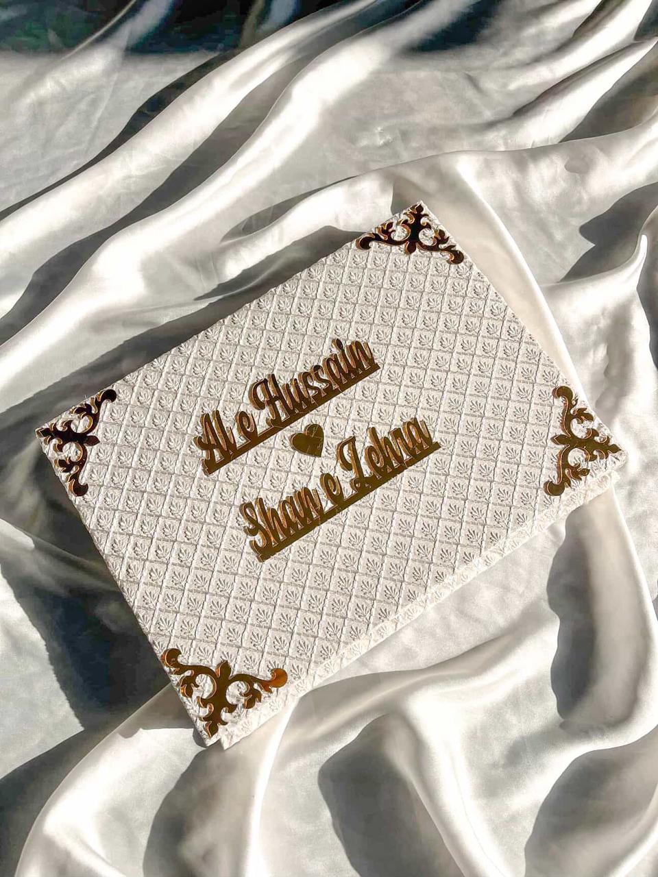 Handmade Nikkah Certificate Folder: Beige & Gold