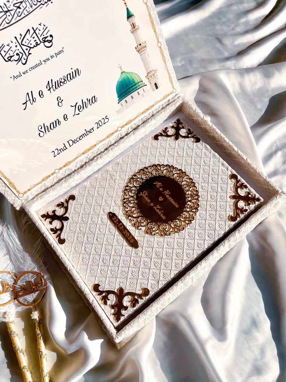 Handmade Nikkah Certificate Folder: Beige & Gold