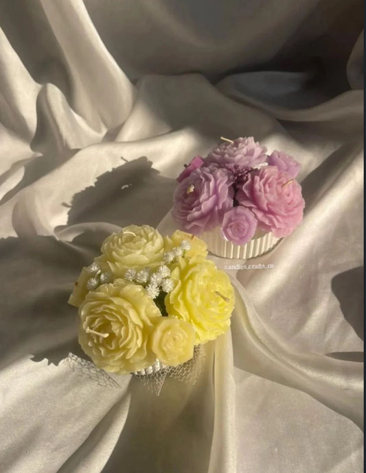 Small Candle Bouquet – Luxury Floral Rose Candle Arrangement