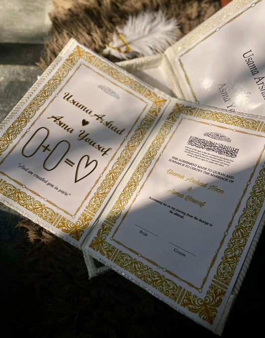 Nikkah Set 9 – Premium Nikkah Booklet with Customized Box & Resin Tray